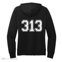 Detroit Michigan Area Code 313 Front And Back Women's Hoodie thumb 1