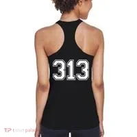 Detroit Michigan Area Code 313 Front And Back Women's Tank Top thumb 1