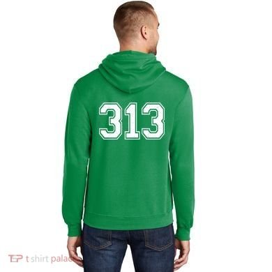 Detroit Michigan Area Code 313 Front And Back Hoodie back