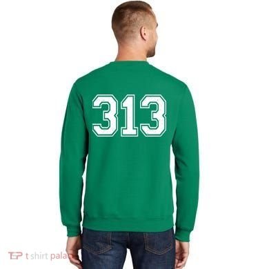 Detroit Michigan Area Code 313 Front And Back Sweatshirt back