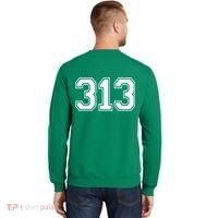 Detroit Michigan Area Code 313 Front And Back Sweatshirt thumb 1