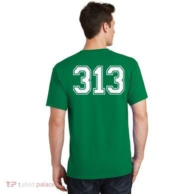 Detroit Michigan Area Code 313 Front And Back T-Shirt back