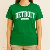Detroit Michigan Area Code 313 Front And Back T-Shirt thumb 4