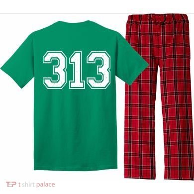 Detroit Michigan Area Code 313 Front And Back Pajama Set back