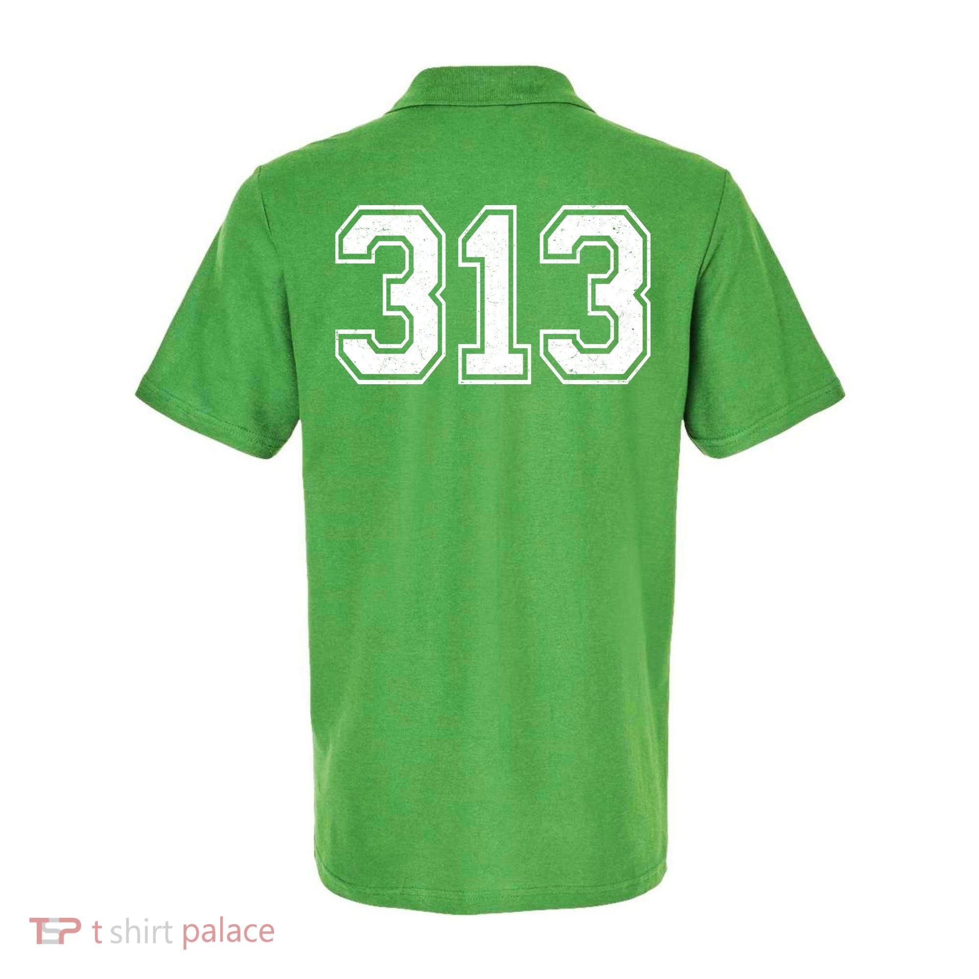 Detroit Michigan Area Code 313 Front And Back Polo