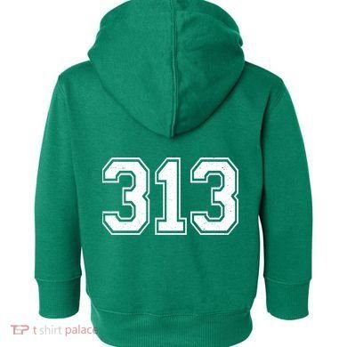 Detroit Michigan Area Code 313 Front And Back Toddler Hoodie back