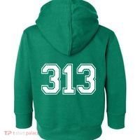 Detroit Michigan Area Code 313 Front And Back Toddler Hoodie thumb 1
