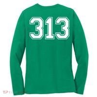 Detroit Michigan Area Code 313 Front And Back Women's Long Sleeve Shirt thumb 1
