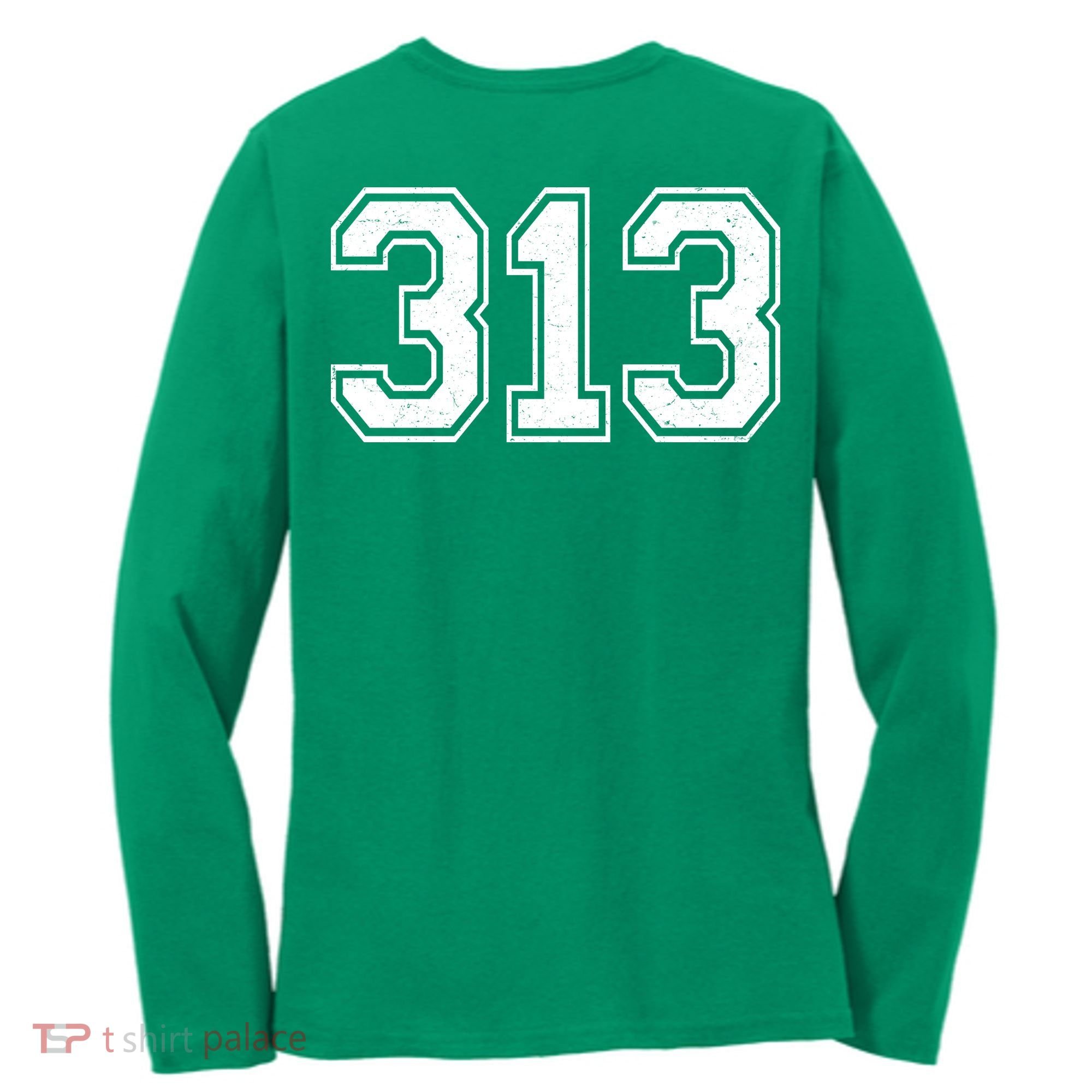 Detroit Michigan Area Code 313 Front And Back Women's Long Sleeve Shirt