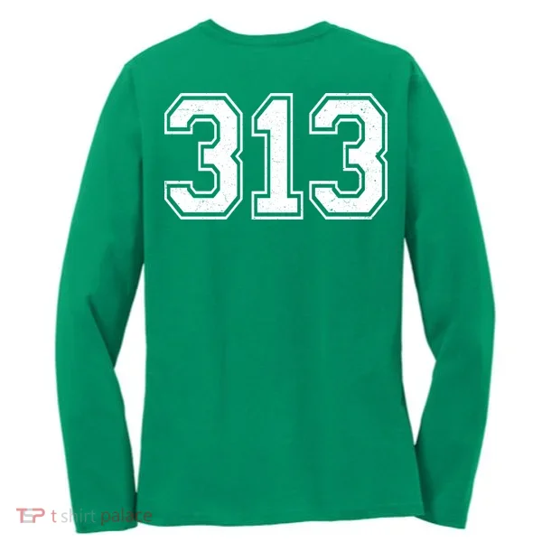 Detroit Michigan Area Code 313 Front And Back Women's Long Sleeve Shirt