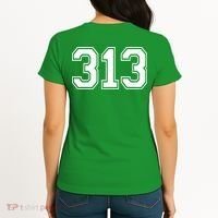 Detroit Michigan Area Code 313 Front And Back Women's T-Shirt thumb 1