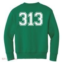 Detroit Michigan Area Code 313 Front And Back Kids Sweatshirt thumb 1