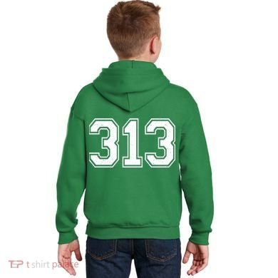 Detroit Michigan Area Code 313 Front And Back Kids Hoodie back