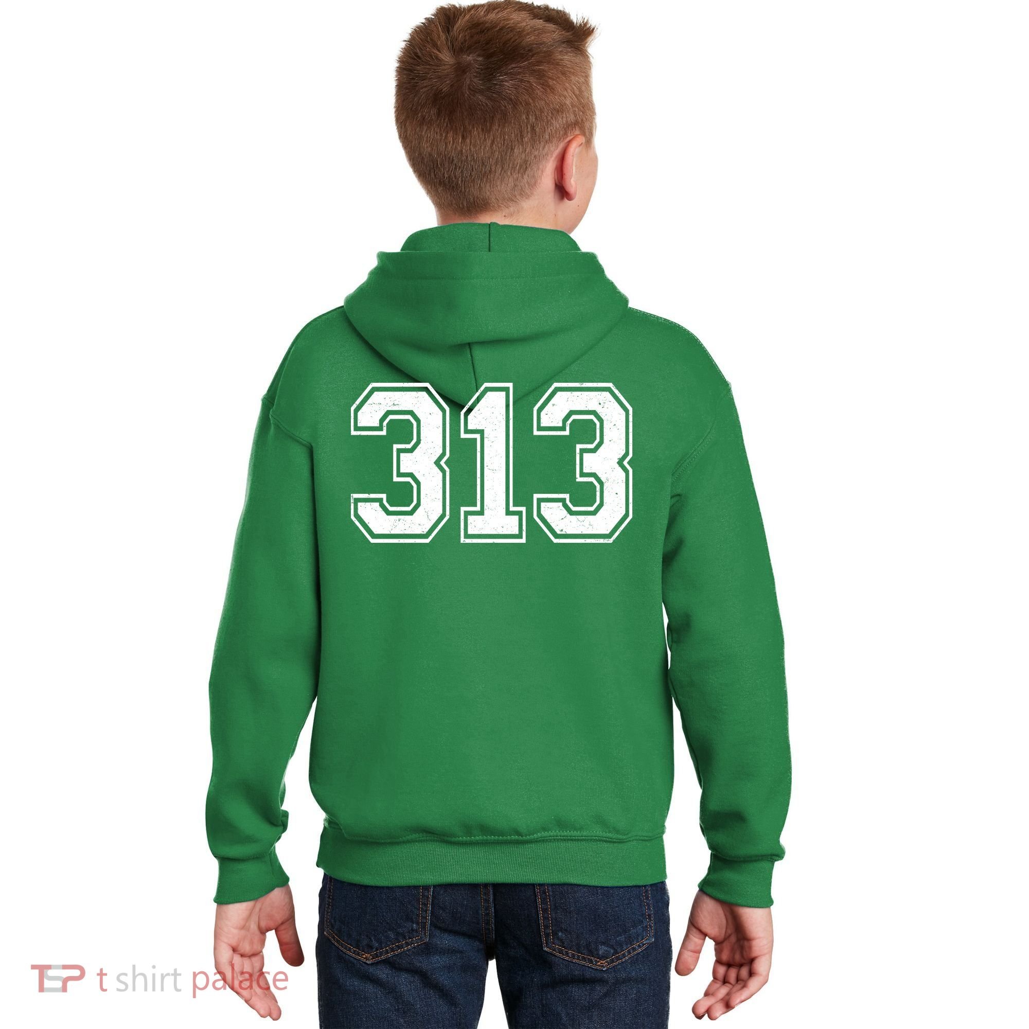Detroit Michigan Area Code 313 Front And Back Kids Hoodie