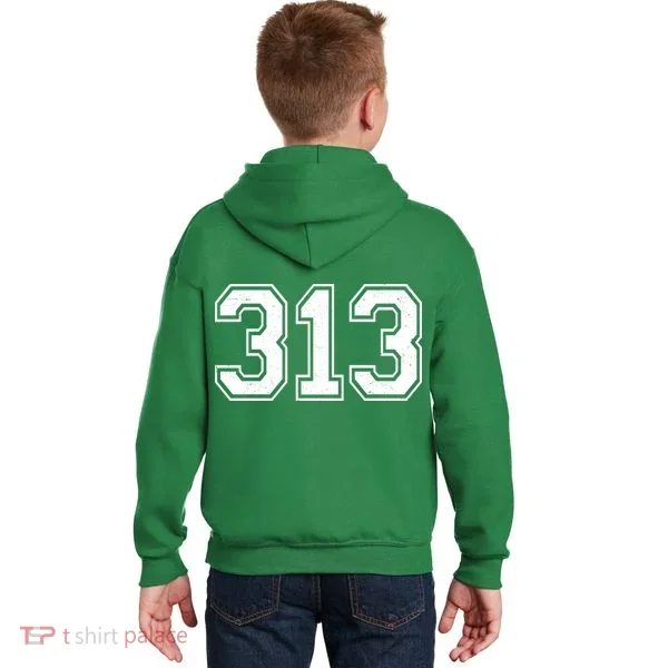 Detroit Michigan Area Code 313 Front And Back Kids Hoodie