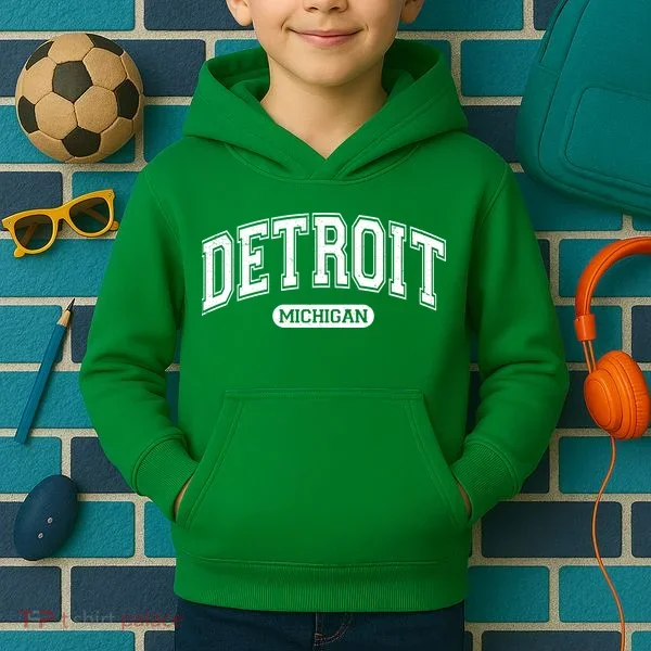 Detroit Michigan Area Code 313 Front And Back Kids Hoodie