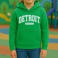 Detroit Michigan Area Code 313 Front And Back Kids Hoodie thumb 3