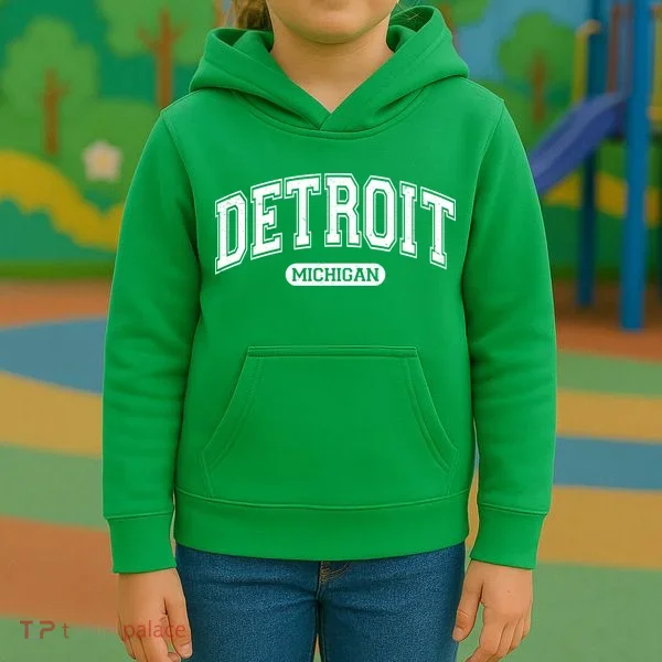 Detroit Michigan Area Code 313 Front And Back Kids Hoodie