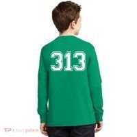 Detroit Michigan Area Code 313 Front And Back Kids Long Sleeve Shirt thumb 1
