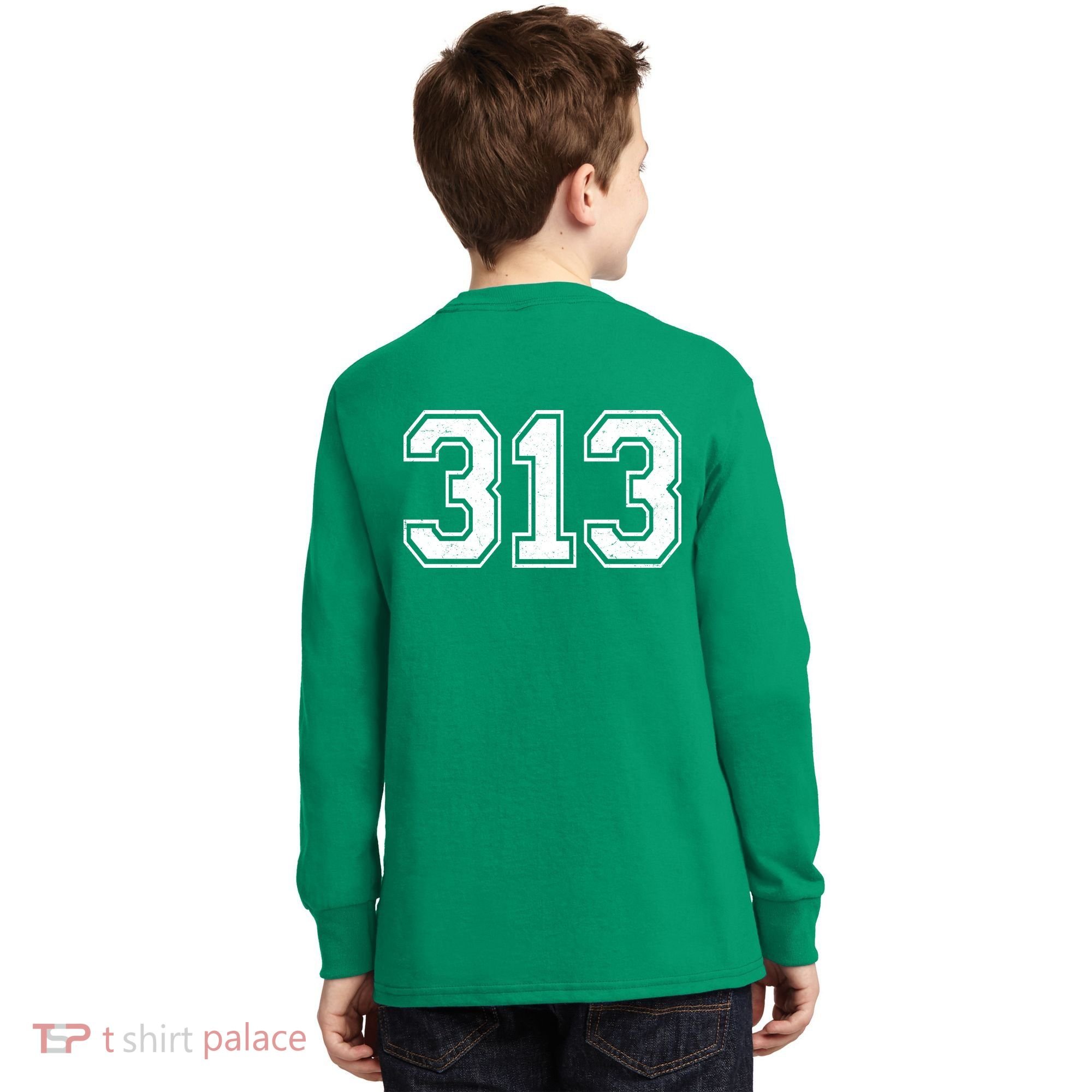 Detroit Michigan Area Code 313 Front And Back Kids Long Sleeve Shirt