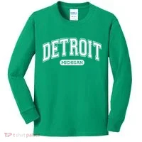 Detroit Michigan Area Code 313 Front And Back Kids Long Sleeve Shirt thumb 0