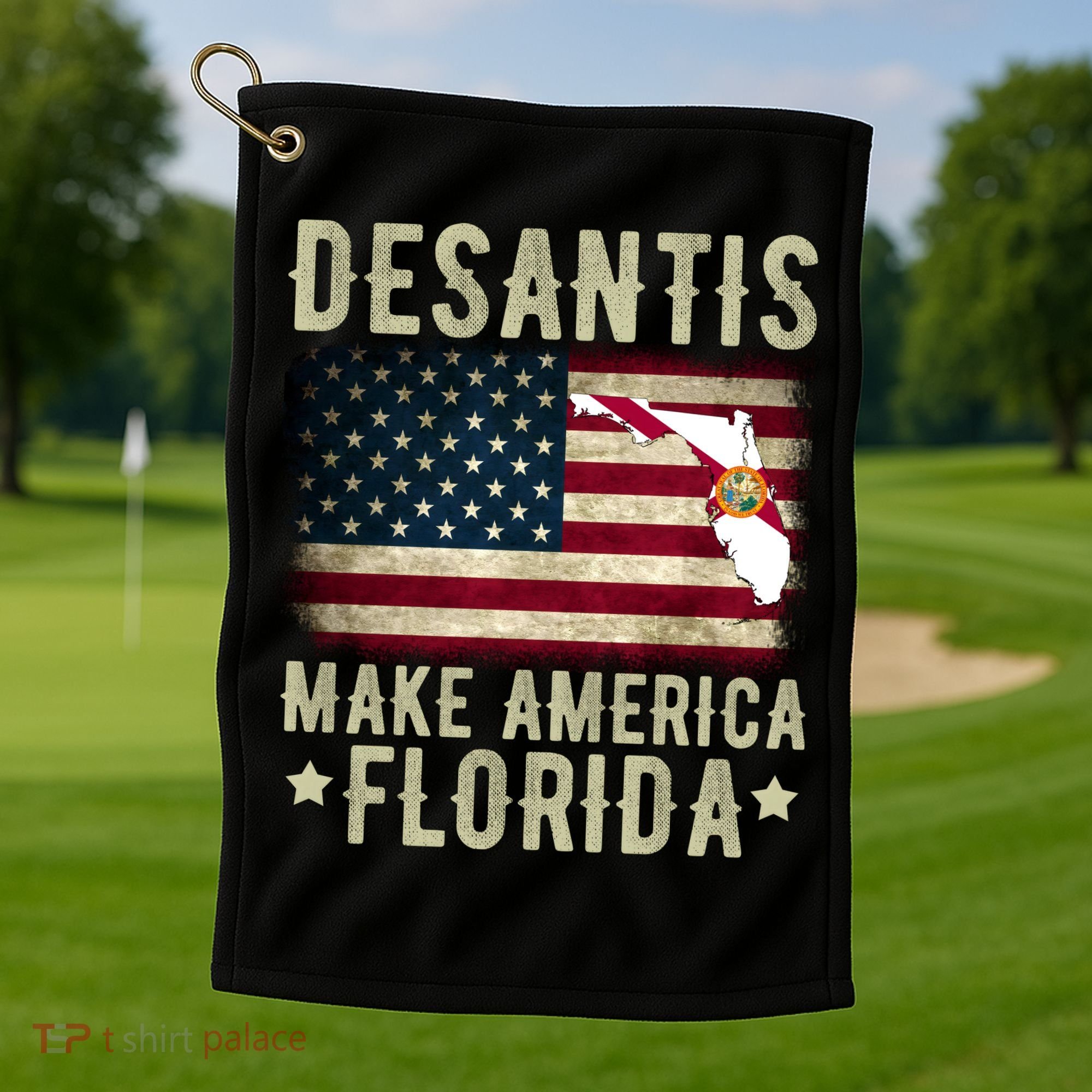 DeSantis Make America Florida US Flag Golf Towel