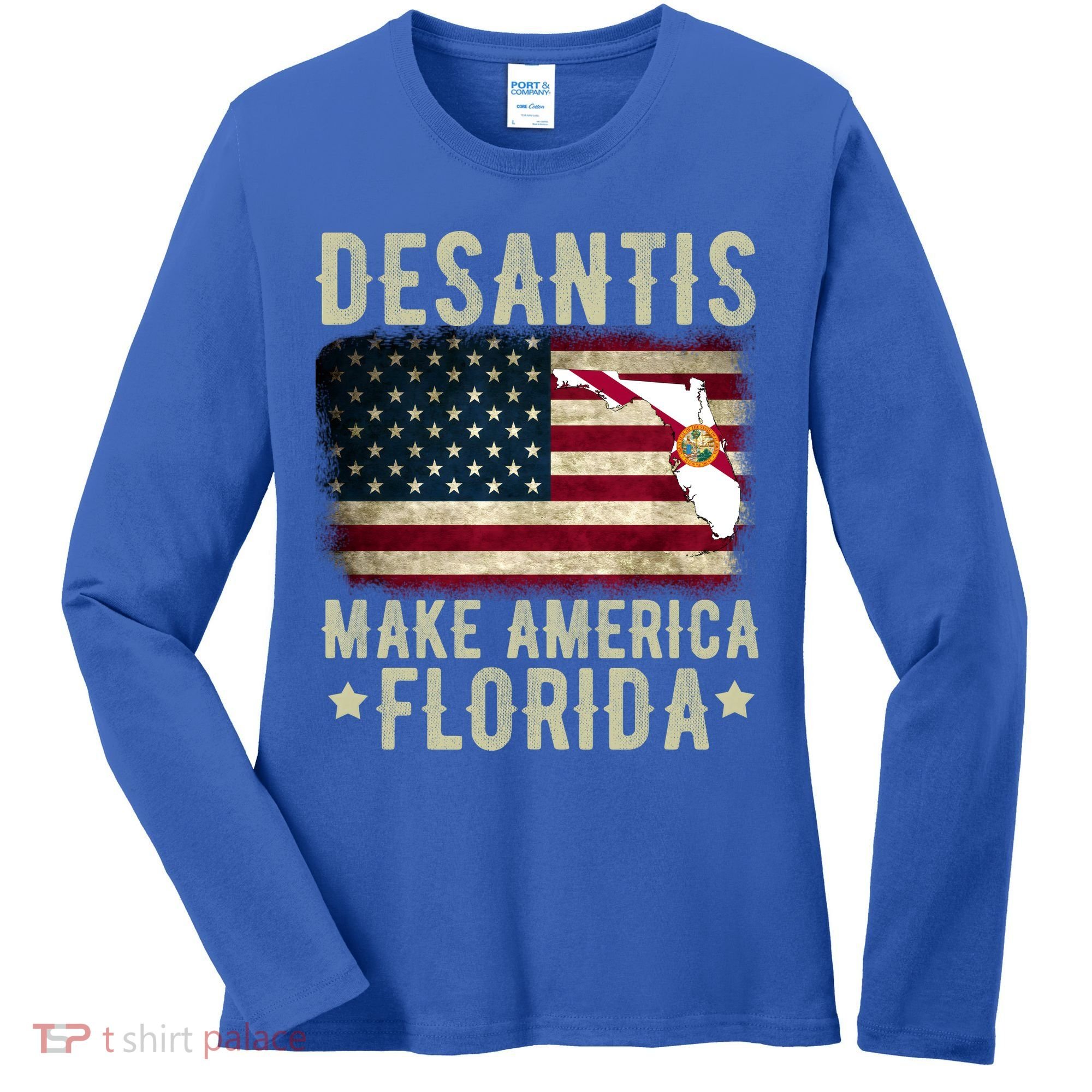 DeSantis Make America Florida US Flag Women's Long Sleeve Shirt