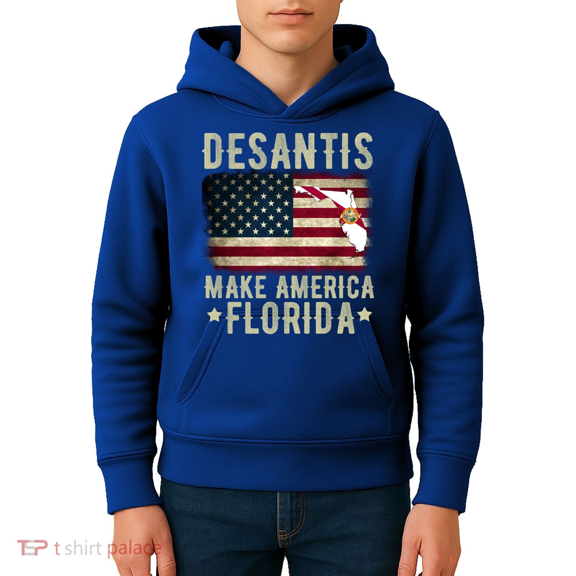 DeSantis Make America Florida US Flag Kids Hoodie