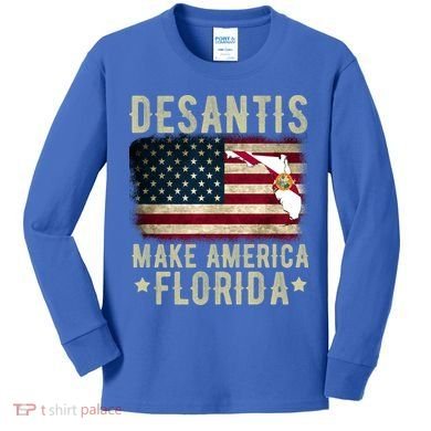 DeSantis Make America Florida US Flag Kids Long Sleeve Shirt