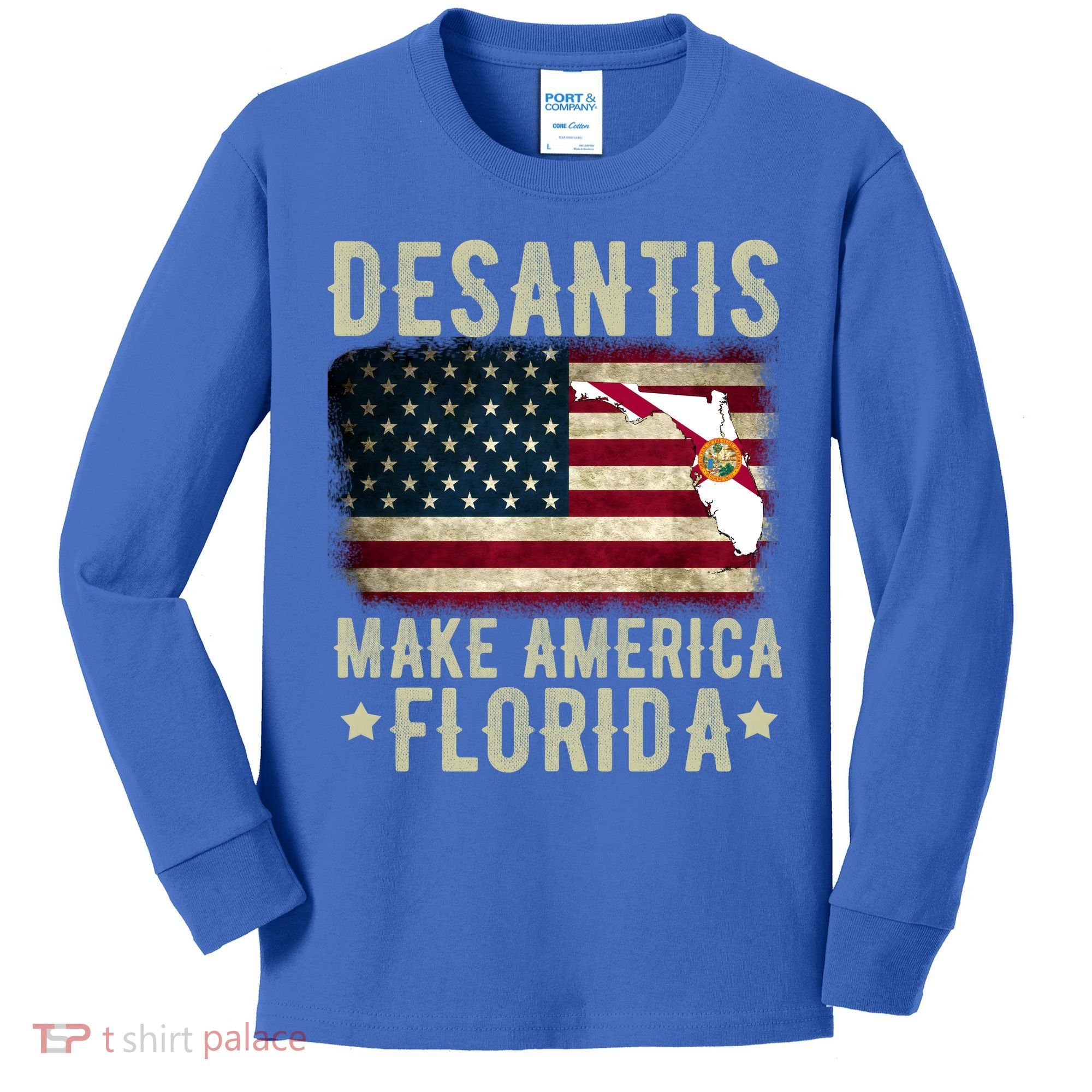 DeSantis Make America Florida US Flag Kids Long Sleeve Shirt