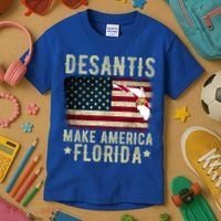 DeSantis Make America Florida US Flag Kids T-Shirt thumb 3