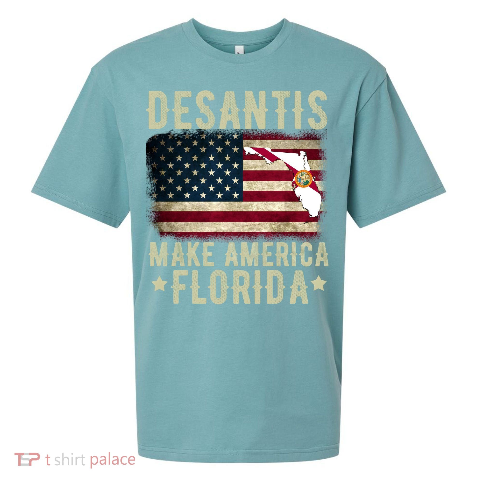 DeSantis Make America Florida US Flag Sueded Cloud Jersey T-Shirt