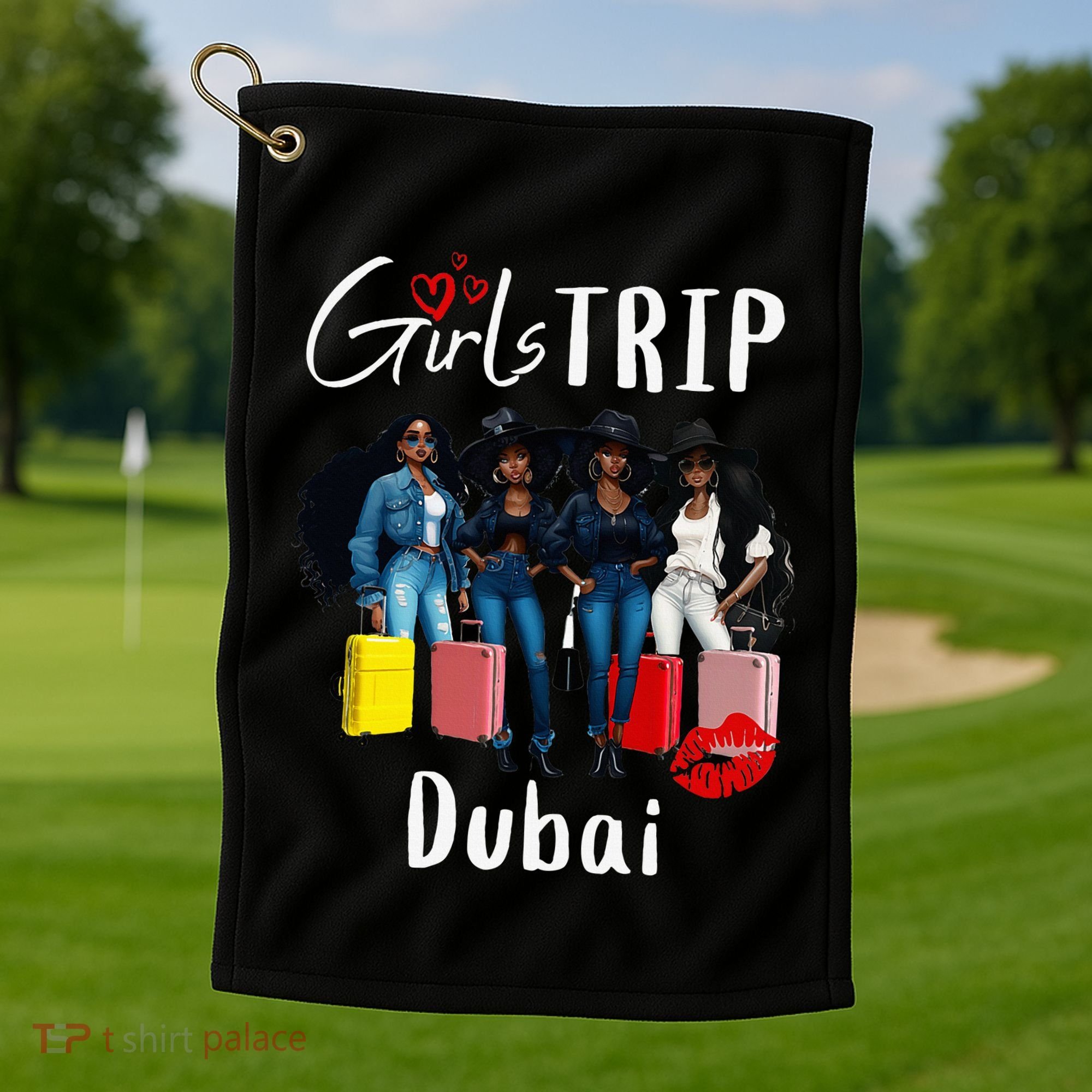Dubai Melanin Black Women Trip Birthday Crew Vacation Golf Towel