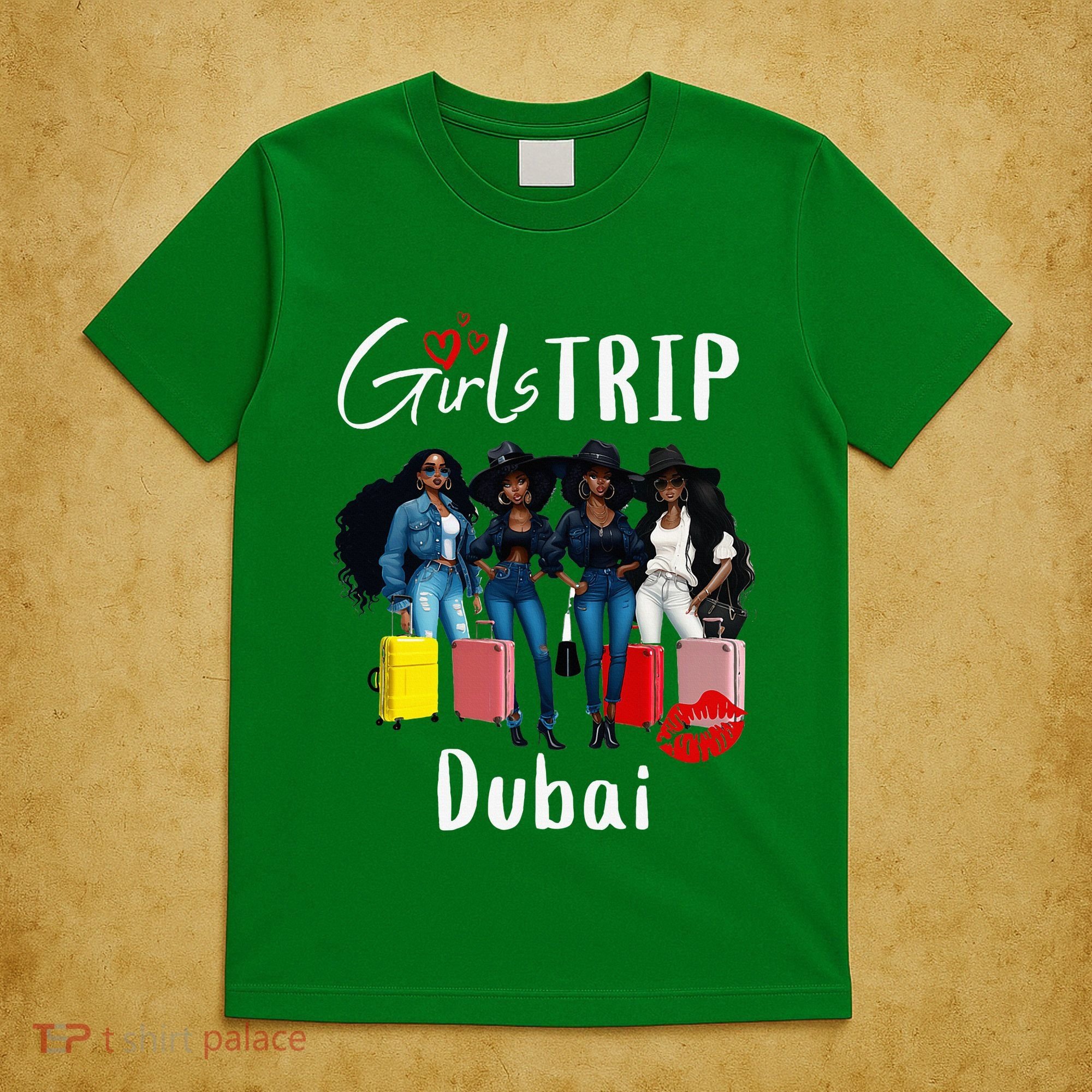 Dubai Melanin Black Women Trip Birthday Crew Vacation T-Shirt