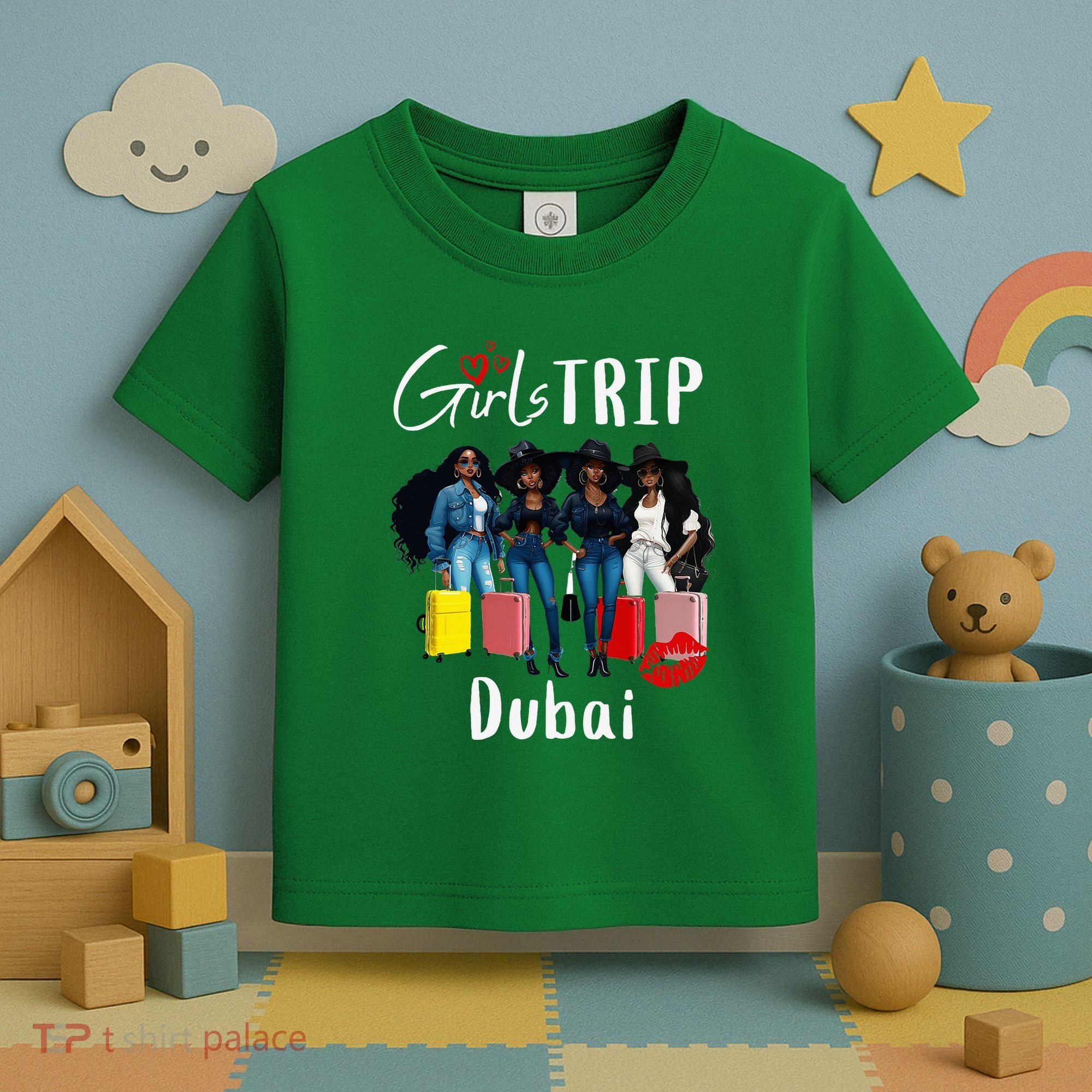 Dubai Melanin Black Women Trip Birthday Crew Vacation Toddler T-Shirt