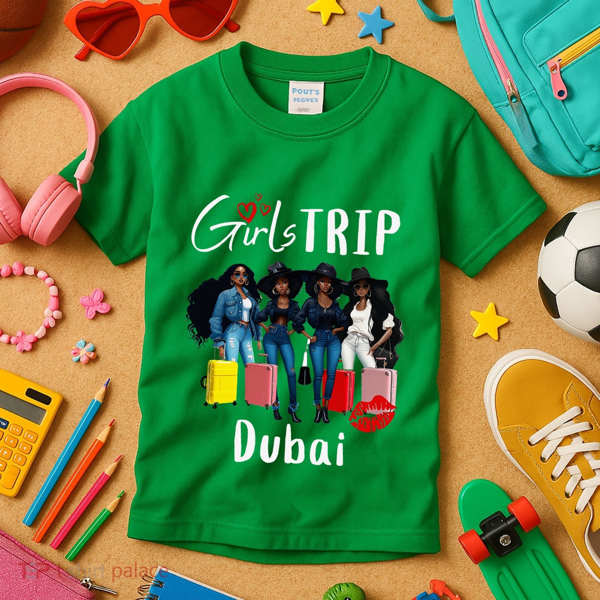 Dubai Melanin Black Women Trip Birthday Crew Vacation Kids T-Shirt