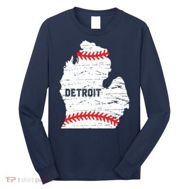 Detroit Michigan Baseball Long Sleeve Shirt