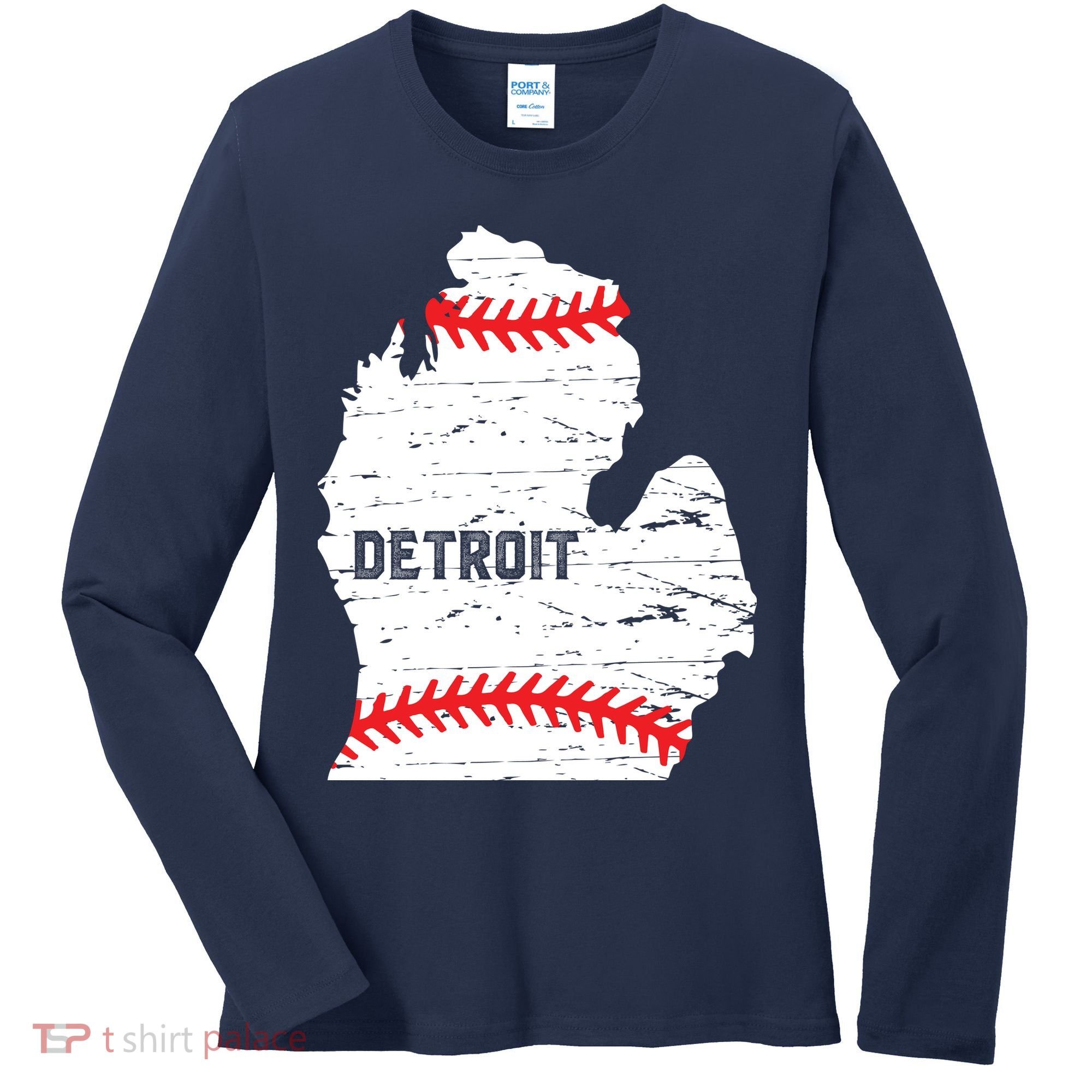 Detroit Michigan Baseball Women's Long Sleeve Shirt