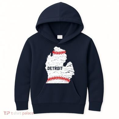 Detroit Michigan Baseball Kids Hoodie