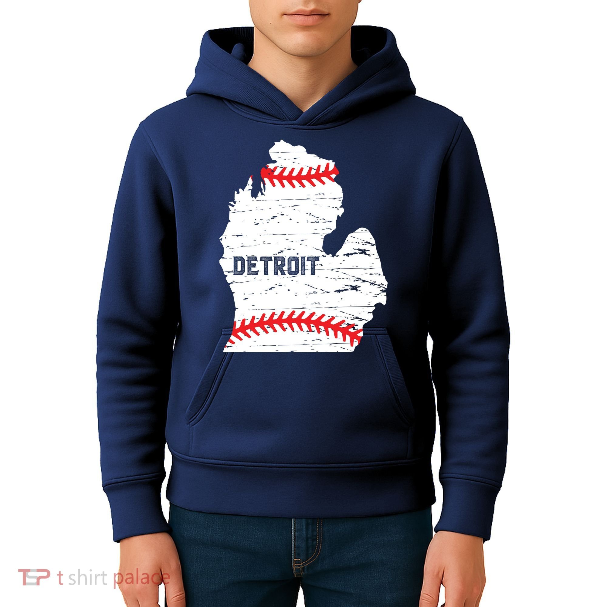 Detroit Michigan Baseball Kids Hoodie
