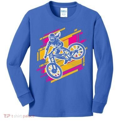 Downhill Mtb Biking Mountain Bike Cool Gift Kids Long Sleeve Shirt