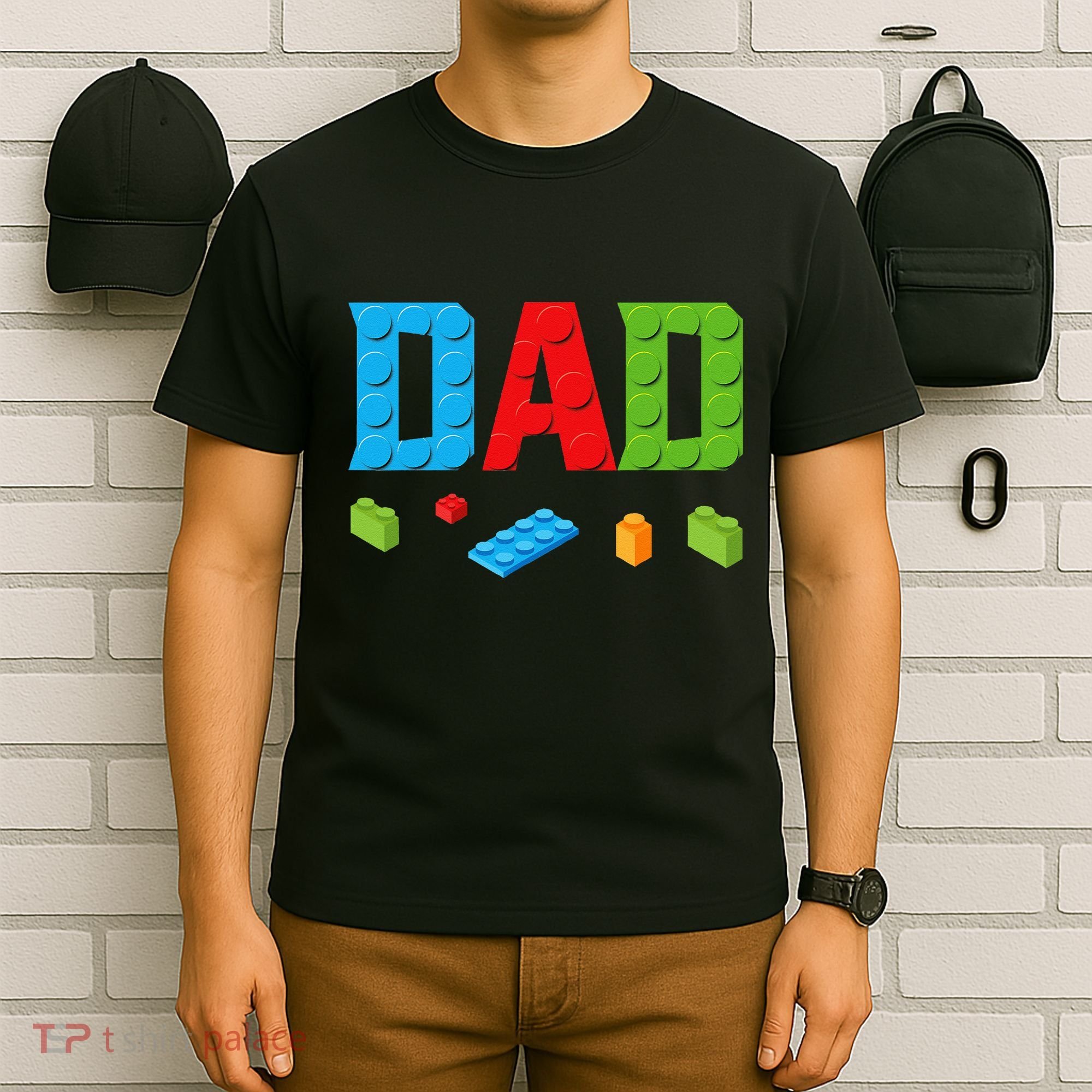 Dad Master Builder Building Bricks Blocks Family Set Parents T-Shirt