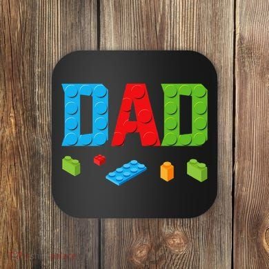 Dad Master Builder Building Bricks Blocks Family Set Parents Coaster