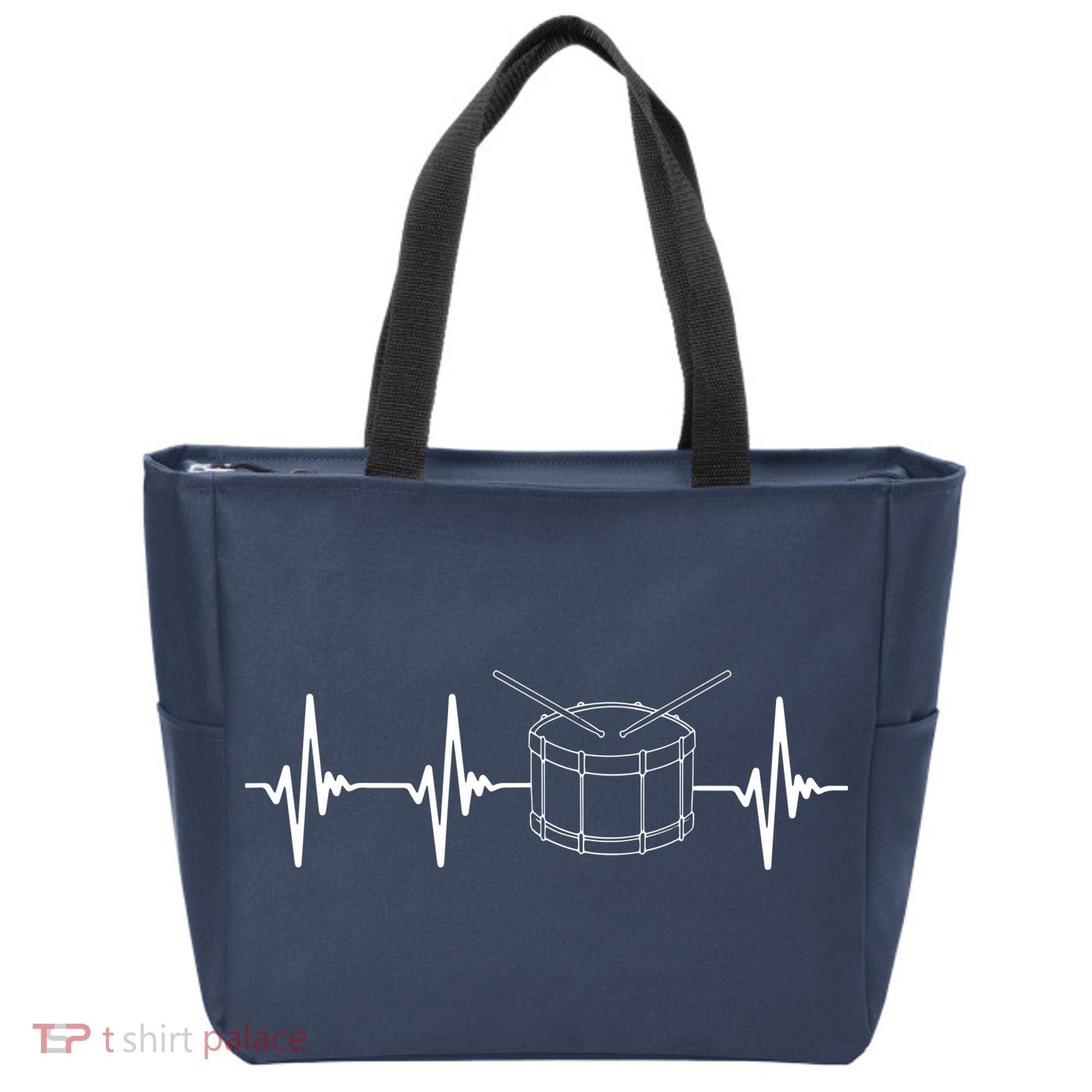 Drumline Marching Band Drumline Heartbeat Tee Tote Bag