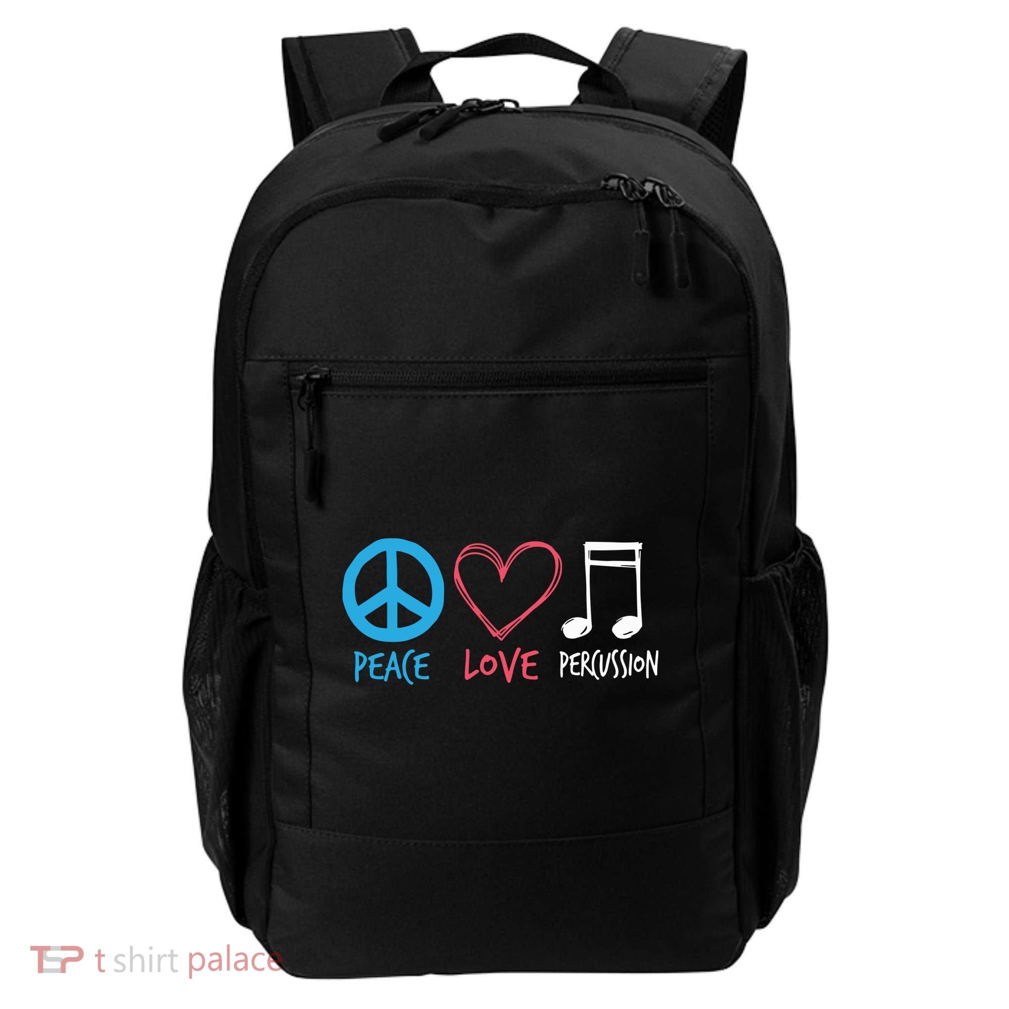 Drumline Marching Band Shirts Peace Love Percussion Backpack