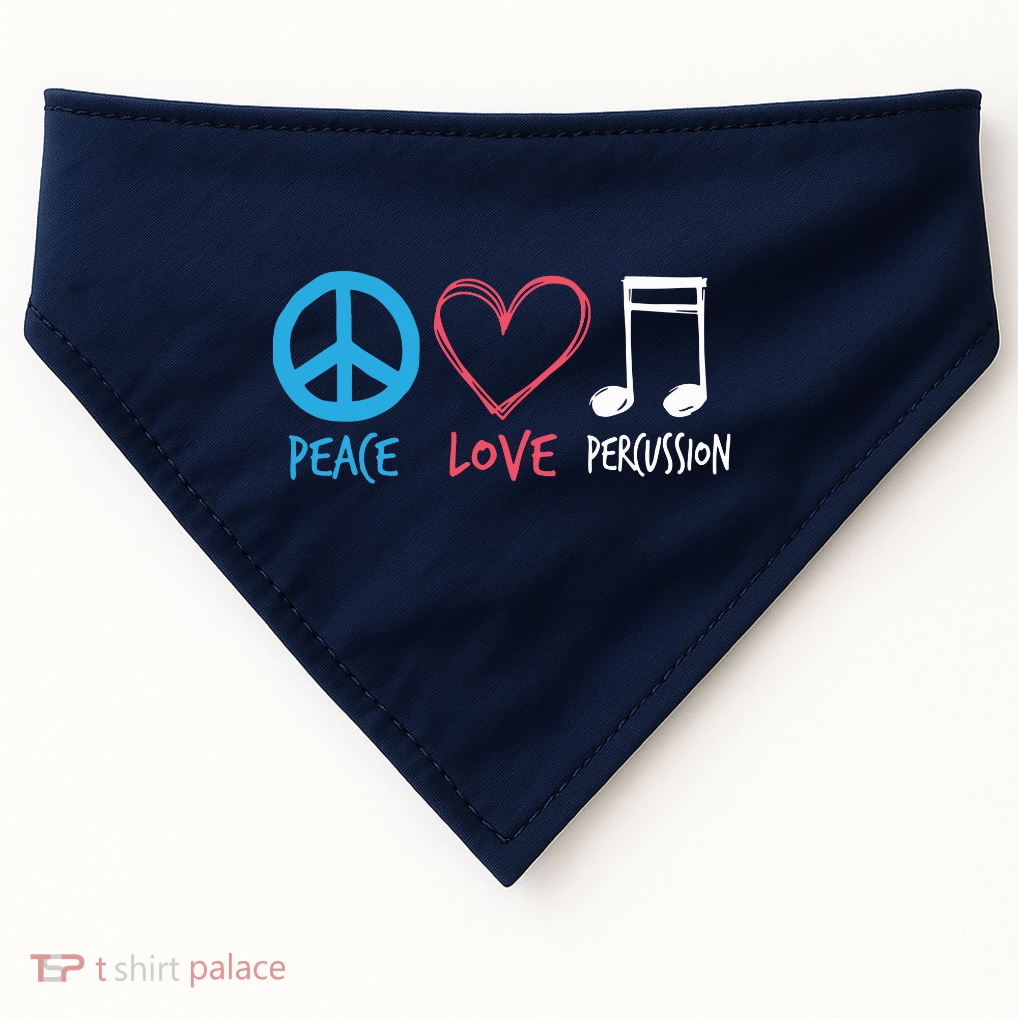 Drumline Marching Band Shirts Peace Love Percussion USA-Made Doggie Bandana
