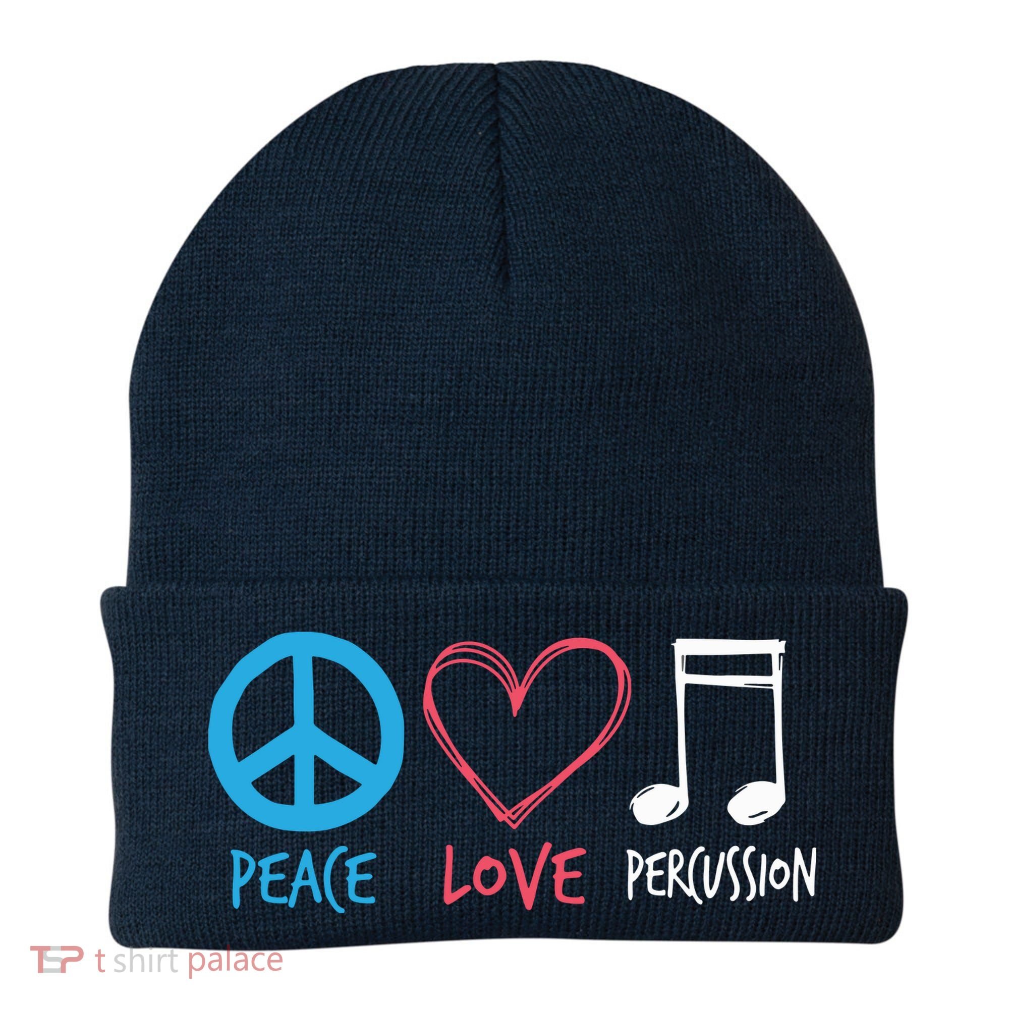 Drumline Marching Band Shirts Peace Love Percussion Beanie