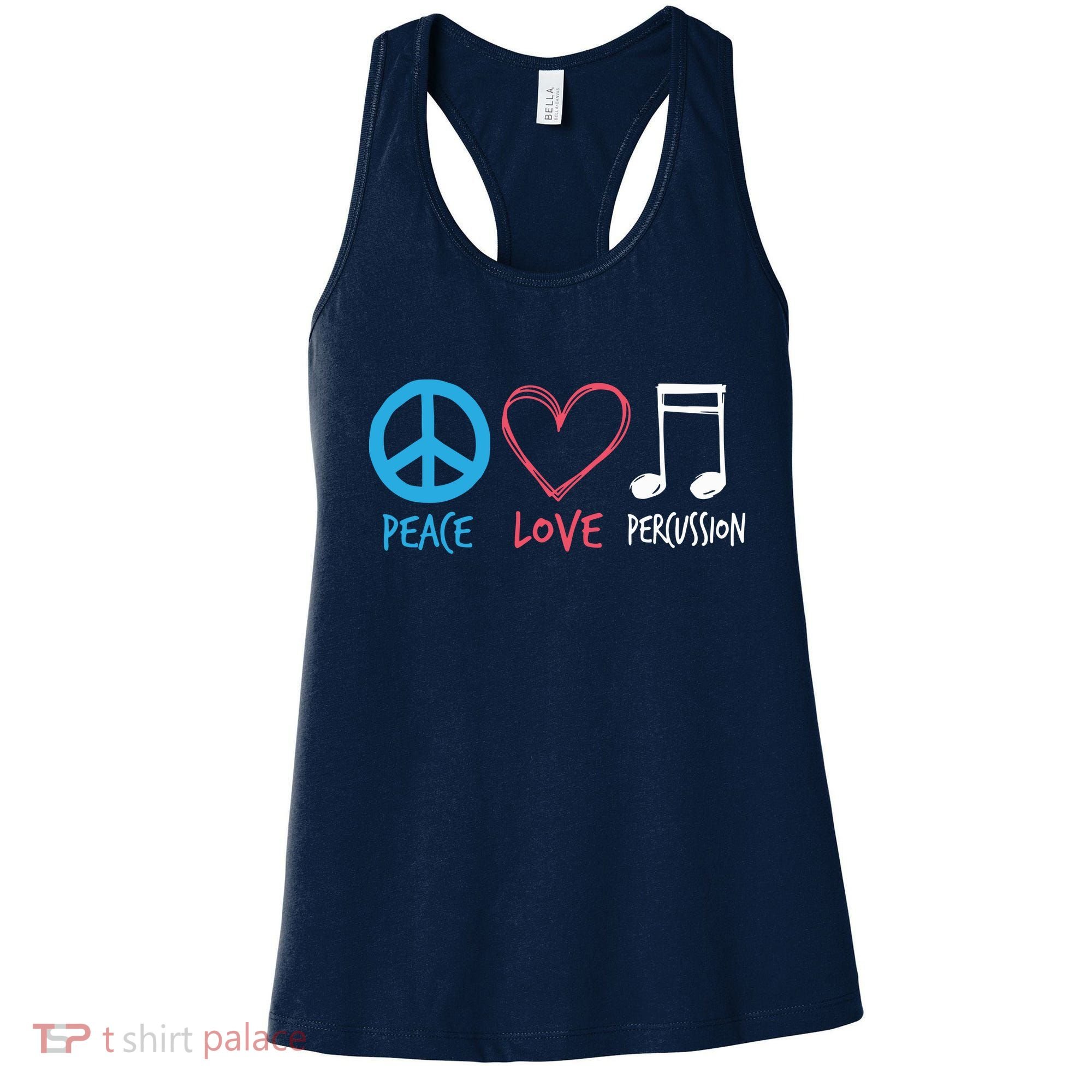 Drumline Marching Band Shirts Peace Love Percussion Women's Tank Top