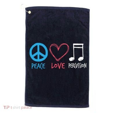 Drumline Marching Band Shirts Peace Love Percussion Golf Towel