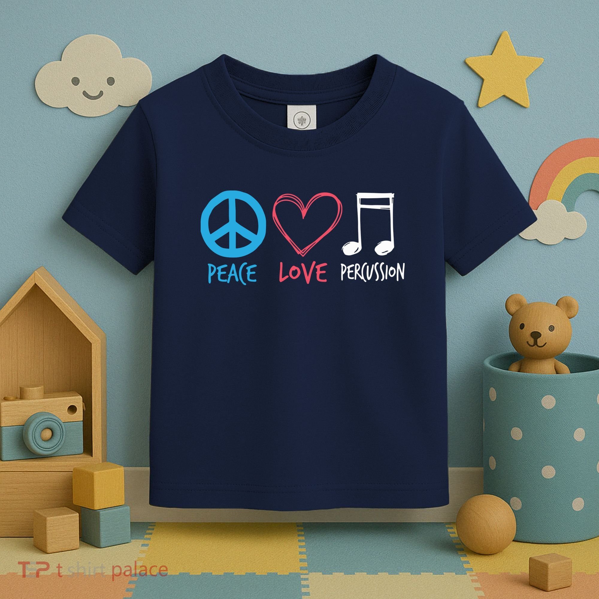Drumline Marching Band Shirts Peace Love Percussion Toddler T-Shirt